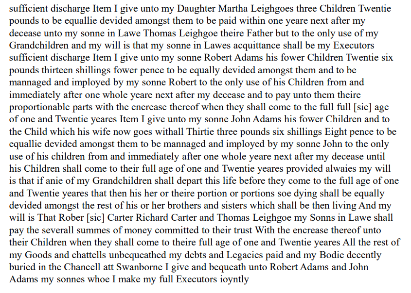 Slide 7 - Will of John Adams of Little Horwood 1658 (pg 2)